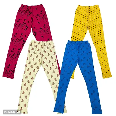 MYO Cotton Printed Girls Leggings/Pajama Combo Pack 4 for 7 Years - 8 Years Rani::Mustard::Yellow::Firozi-thumb0