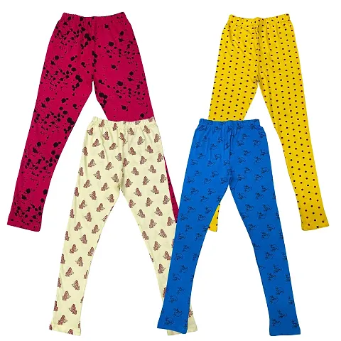 MYO Cotton Printed Girls Leggings/Pajama Combo Pack 4 for 7 Years - 8 Years Rani::Mustard::Yellow::Firozi