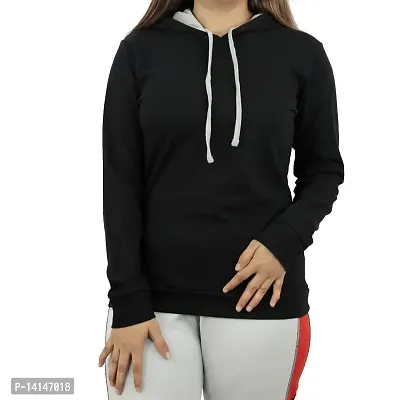 MYO Women's Full Sleeve Hooded Neck T Shirt Black-thumb0