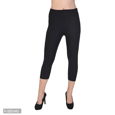Black Cotton Lycra Slim Fit Leggings for Women's (Pack of 1)-thumb0