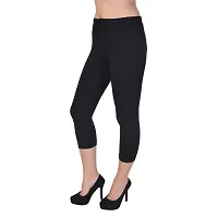Black Cotton Lycra Slim Fit Leggings for Women's (Pack of 1)-thumb2