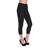 Black Cotton Lycra Slim Fit Leggings for Women's (Pack of 1)-thumb3