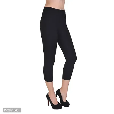 Black Cotton Lycra Slim Fit Leggings for Women's (Pack of 1)-thumb4