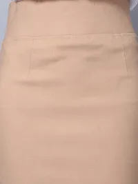 Elegant Tan Satin Solid Skirt For Women-thumb2