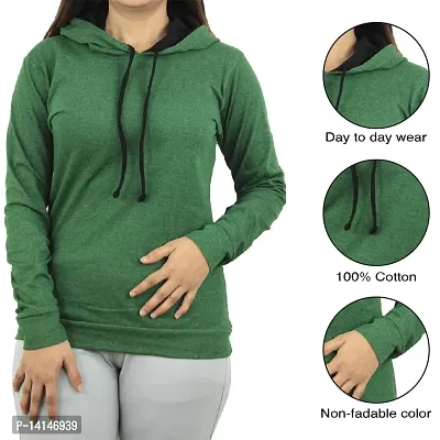 MYO Women's Full Sleeve Hooded Neck T Shirt Pack of 2 Black-Olive-thumb5