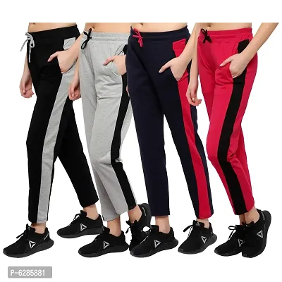 Contemporary Cotton Colourblocked Trousers For Women- Pack Of 4-thumb0