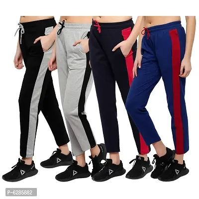 Contemporary Cotton Colourblocked Trousers For Women- Pack Of 4