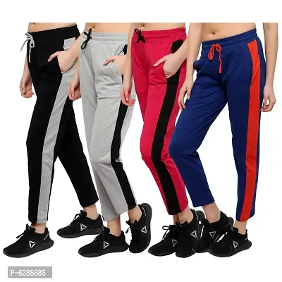 Contemporary Cotton Colourblocked Trousers For Women- Pack Of 4