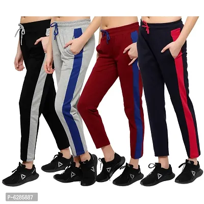 Contemporary Cotton Colourblocked Trousers For Women- Pack Of 4