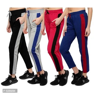 Contemporary Cotton Colourblocked Trousers For Women- Pack Of 4-thumb0