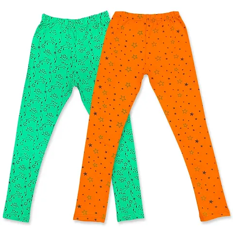 Kids Stylish Printed Cotton Legging For Girls Pack of 2