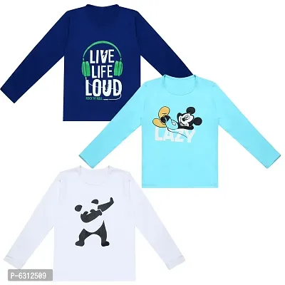 Fabulous Cotton Printed Round Neck Tees For Boys -Pack Of 3