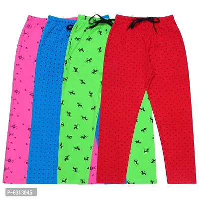 Stylish Multicoloured Cotton Printed Track Pant For Girls- Pack of 4