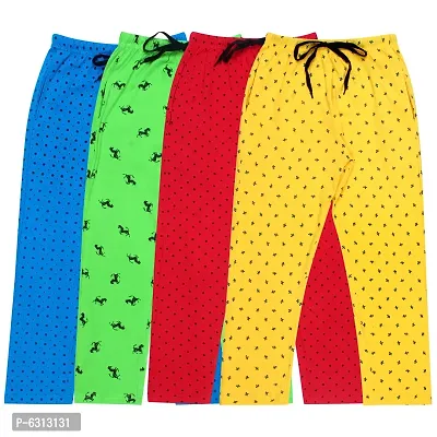 Stylish Multicoloured Cotton Printed Track Pant For Girls- Pack of 4