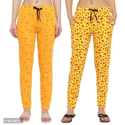 Women Regular Fit Printed Cotton Comfortable Night Track Pant Pack of 2