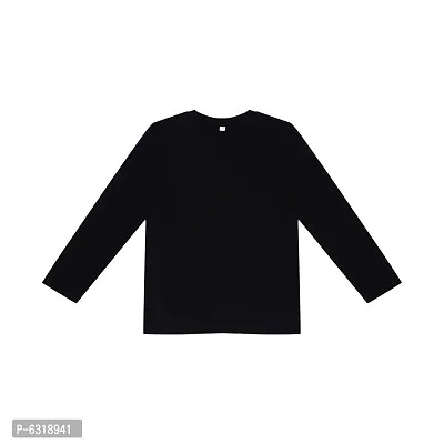 Fabulous Black Cotton Solid Round Neck Tees For Boys
