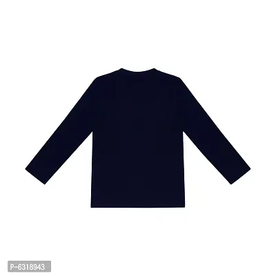 Fabulous Navy Blue Cotton Solid Round Neck Tees For Boys-thumb2