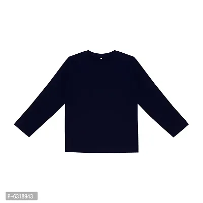 Fabulous Navy Blue Cotton Solid Round Neck Tees For Boys-thumb0