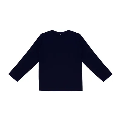 Fabulous Navy Blue Cotton Solid Round Neck Tees For Boys