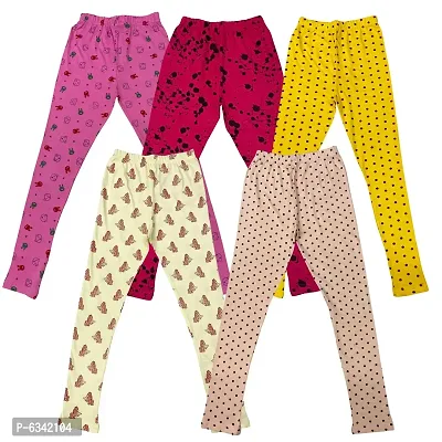 Reliable Cotton Printed Leggings For Girls- Pack Of 5