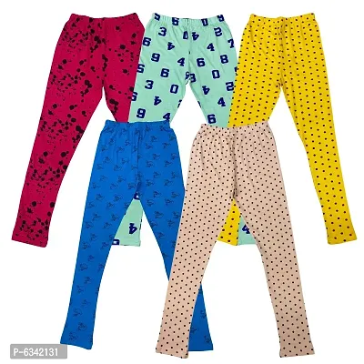 Reliable Cotton Printed Leggings For Girls- Pack Of 5-thumb0