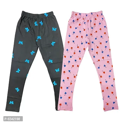 Reliable Cotton Printed Leggings For Girls- Pack Of 2
