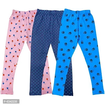Reliable Cotton Printed Leggings For Girls- Pack Of 3