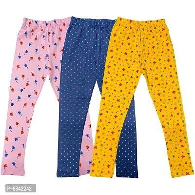 Reliable Cotton Printed Leggings For Girls- Pack Of 3
