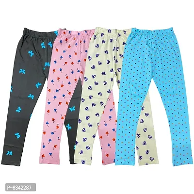 Reliable Cotton Printed Leggings For Girls- Pack Of 4-thumb0