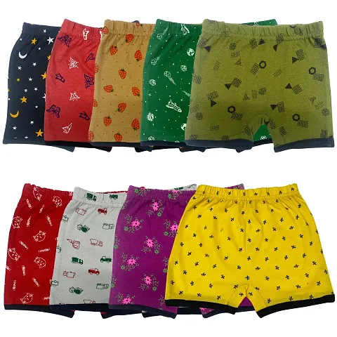 Stylish Cotton Printed Shorts For Infants Pack Of 9