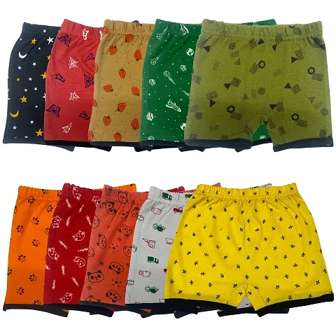 Stylish Cotton Printed Shorts For Infants Pack of 10