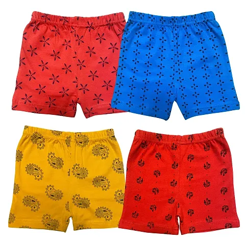 Stylish Cotton Blend Printed Shorts For Infants- Pack Of 4