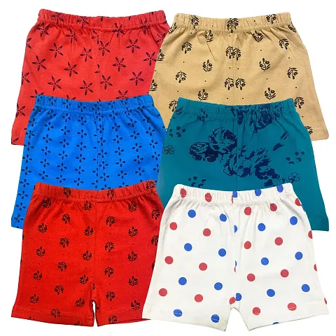 Stylish Cotton Blend Printed Shorts For Infants Pack Of 6