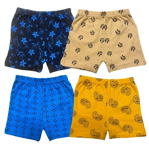 Kids Cotton Blend Printed Shorts For Boys- Pack Of 4