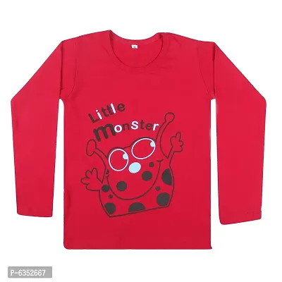 Stylish Cotton Red Round Neck Long Sleeves Printed For Girls-thumb0