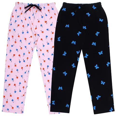 Kids Girls Cotton Pajama For Nightwear/ Track wear Pack of 2