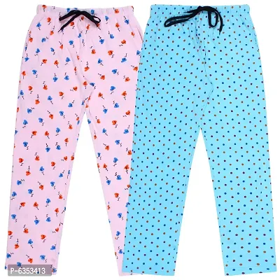 Fasha Girls Cotton Printed For Lower   Nightwear  Track wear  Active wear pyjama Pack of 2-thumb0