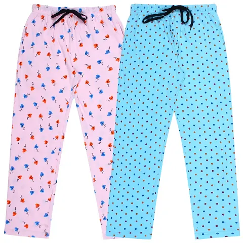 Kids Girls Cotton Pajama For Nightwear/ Track wear Pack of 2