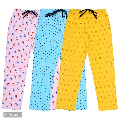Fasha Girls Cotton Printed For Lower   Nightwear  Track wear  Active wear pyjama Pack of 3-thumb0