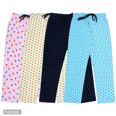 Fasha Girls Cotton Printed For Lower   Nightwear  Track wear  Active wear pyjama Pack of 4
