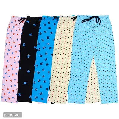 Fasha Girls Cotton Printed For Lower   Nightwear  Track wear  Active wear pyjama Pack of 5