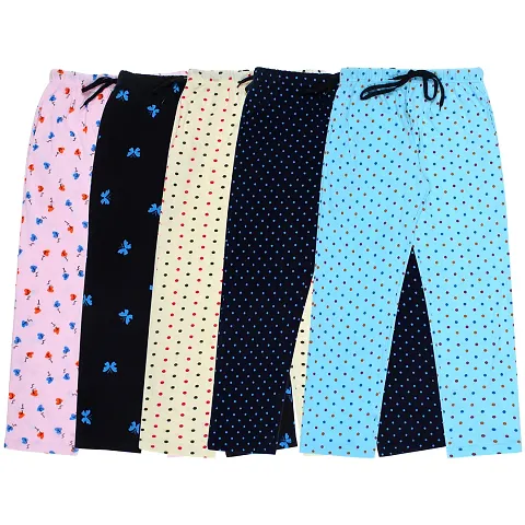 Pack Of 5 Girls Printed Cotton Pyjama