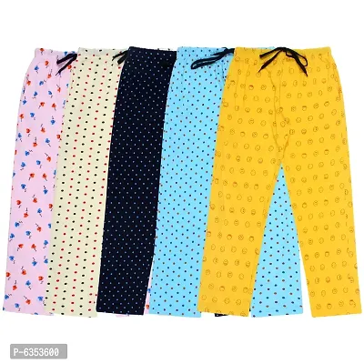 Fasha Girls Cotton Printed For Lower   Nightwear  Track wear  Active wear pyjama Pack of 5-thumb0