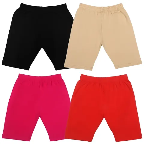 Plain Cotton Blend Shorts for Girls Pack of 4