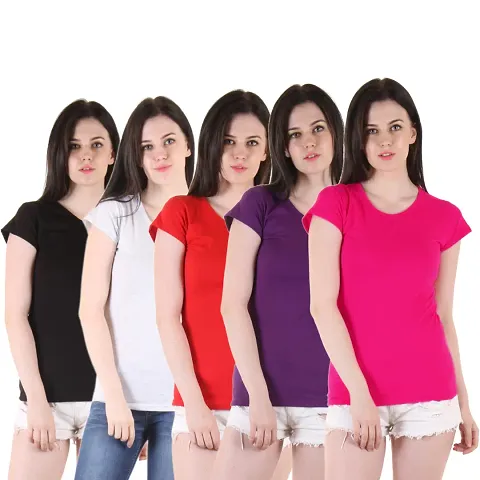Solid Casual wear T-Shirt Combo of 5