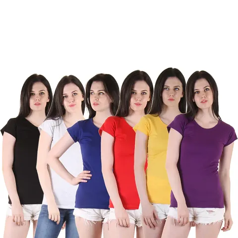 Cotton Solid Tops Pack Of 6