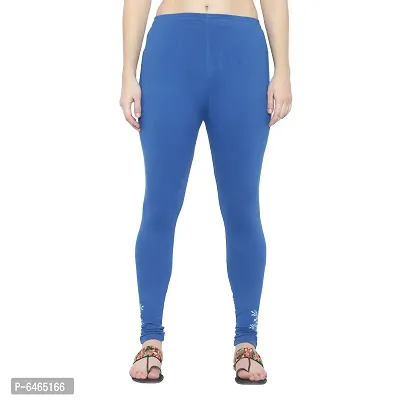 Reliable Blue Cotton Lycra Printed Leggings For Women
