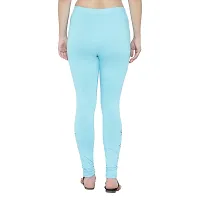 Reliable Turquoise Cotton Lycra Printed Leggings For Women-thumb1
