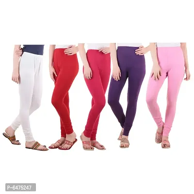 Buy Stylish Cotton Lycra Solid Legging For Women- Pack of 5 Online In India  At Discounted Prices