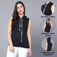 MYO Sleeveless Hoodie for Women Cotton Regular Fit Hooded T-Shirt for Girls-thumb4